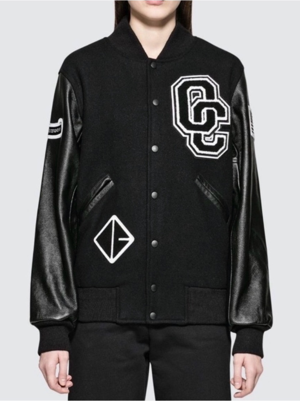 Opening ceremony black bomber letterman jacket in S